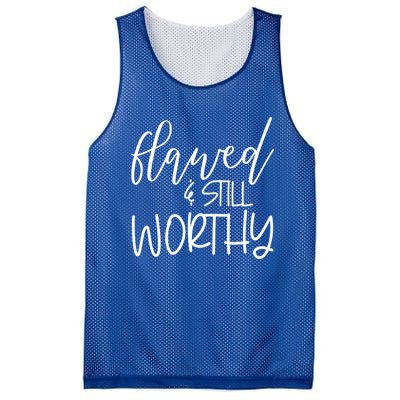 Retro Flawed But Still Worthy Bible Christian Religious Gift Mesh Reversible Basketball Jersey Tank