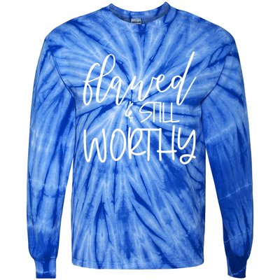 Retro Flawed But Still Worthy Bible Christian Religious Gift Tie-Dye Long Sleeve Shirt