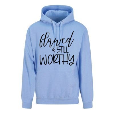 Retro Flawed But Still Worthy Bible Christian Religious Gift Unisex Surf Hoodie