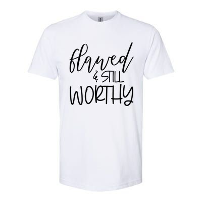 Retro Flawed But Still Worthy Bible Christian Religious Gift Softstyle CVC T-Shirt