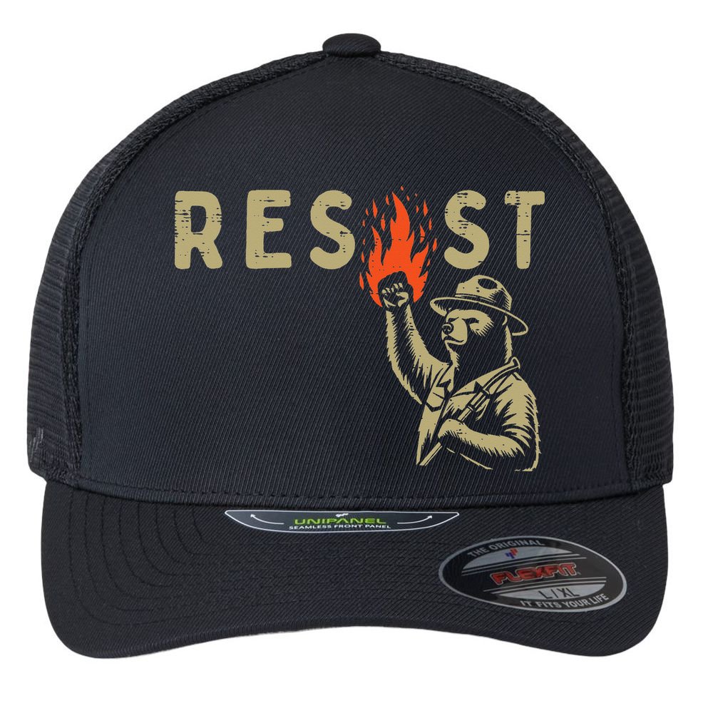 Resist Fist Bear Protest Civil Rights Equality Women Flexfit Unipanel Trucker Cap