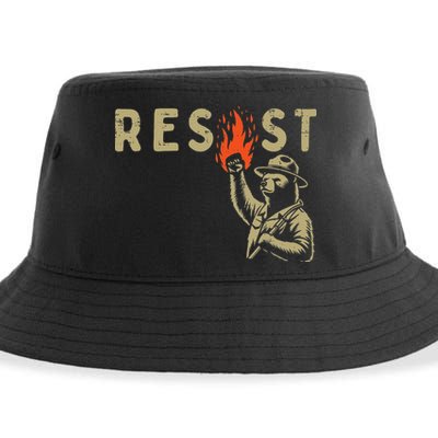Resist Fist Bear Protest Civil Rights Equality Women Sustainable Bucket Hat