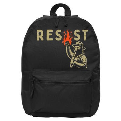 Resist Fist Bear Protest Civil Rights Equality Women 16 in Basic Backpack