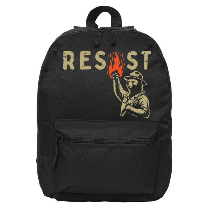 Resist Fist Bear Protest Civil Rights Equality Women 16 in Basic Backpack