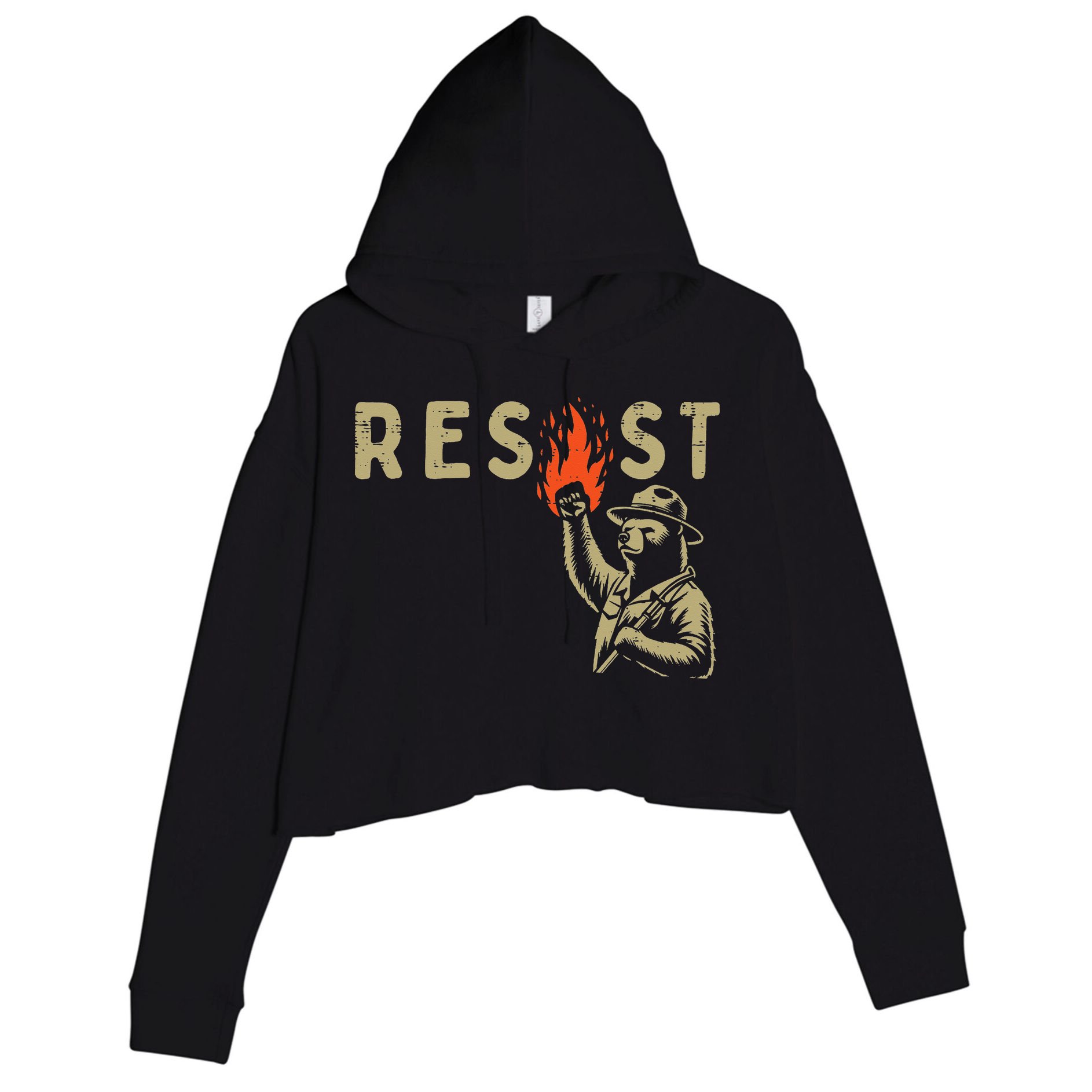 Resist Fist Bear Protest Civil Rights Equality Women Crop Fleece Hoodie