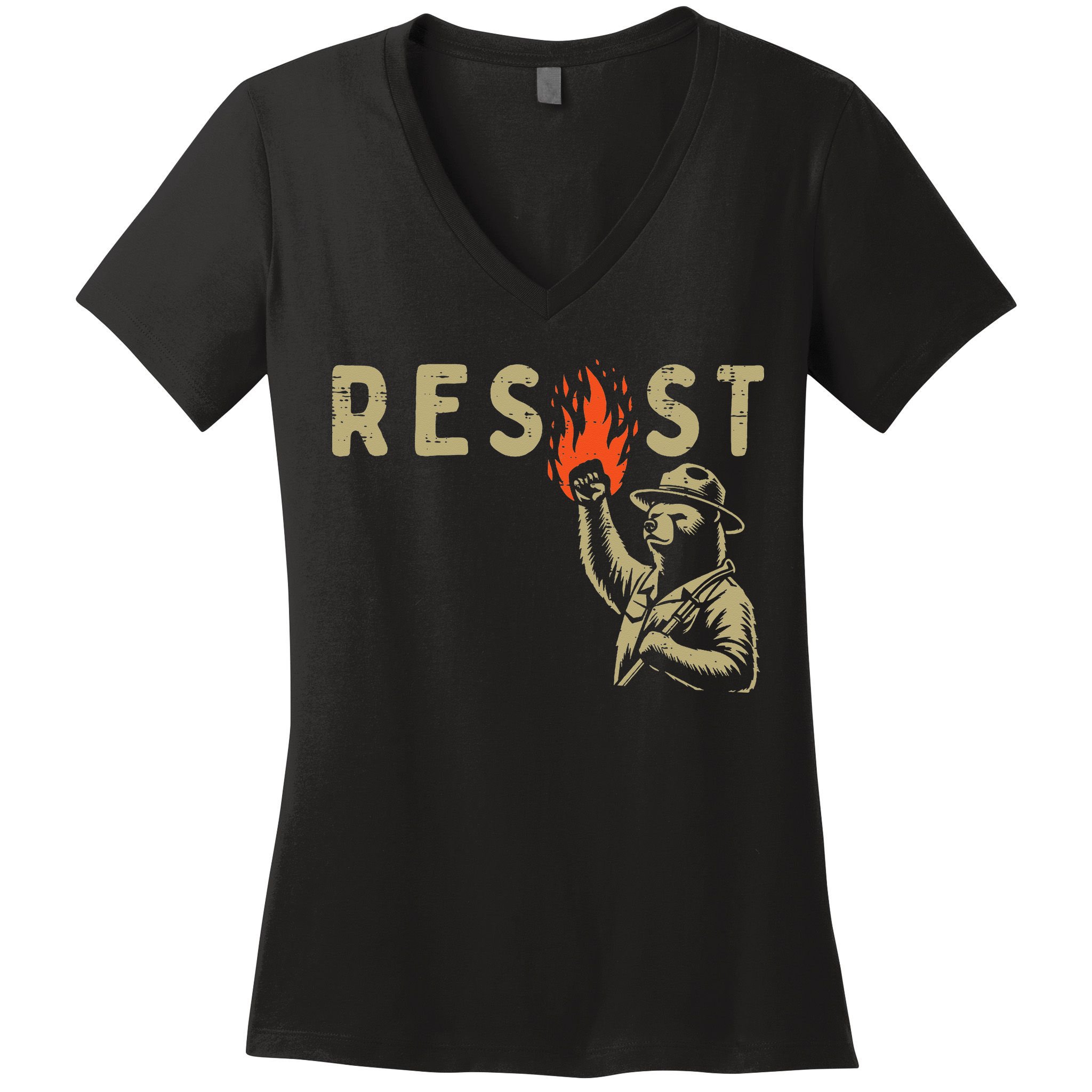Resist Fist Bear Protest Civil Rights Equality Women Women's V-Neck T-Shirt