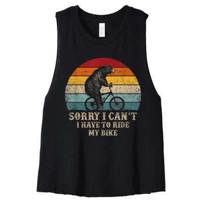 Retro Funny Biking For Cyclist Bicycle Cycling 70s Sun Women's Racerback Cropped Tank