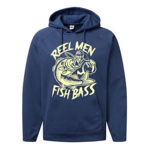 Reel Fish Bass Fishing Gift Performance Fleece Hoodie