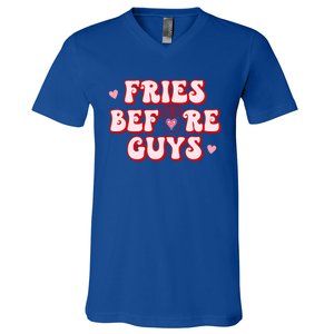 Retro Fries Before Guys French Fires Lover Funny Valentines Meaningful Gift V-Neck T-Shirt