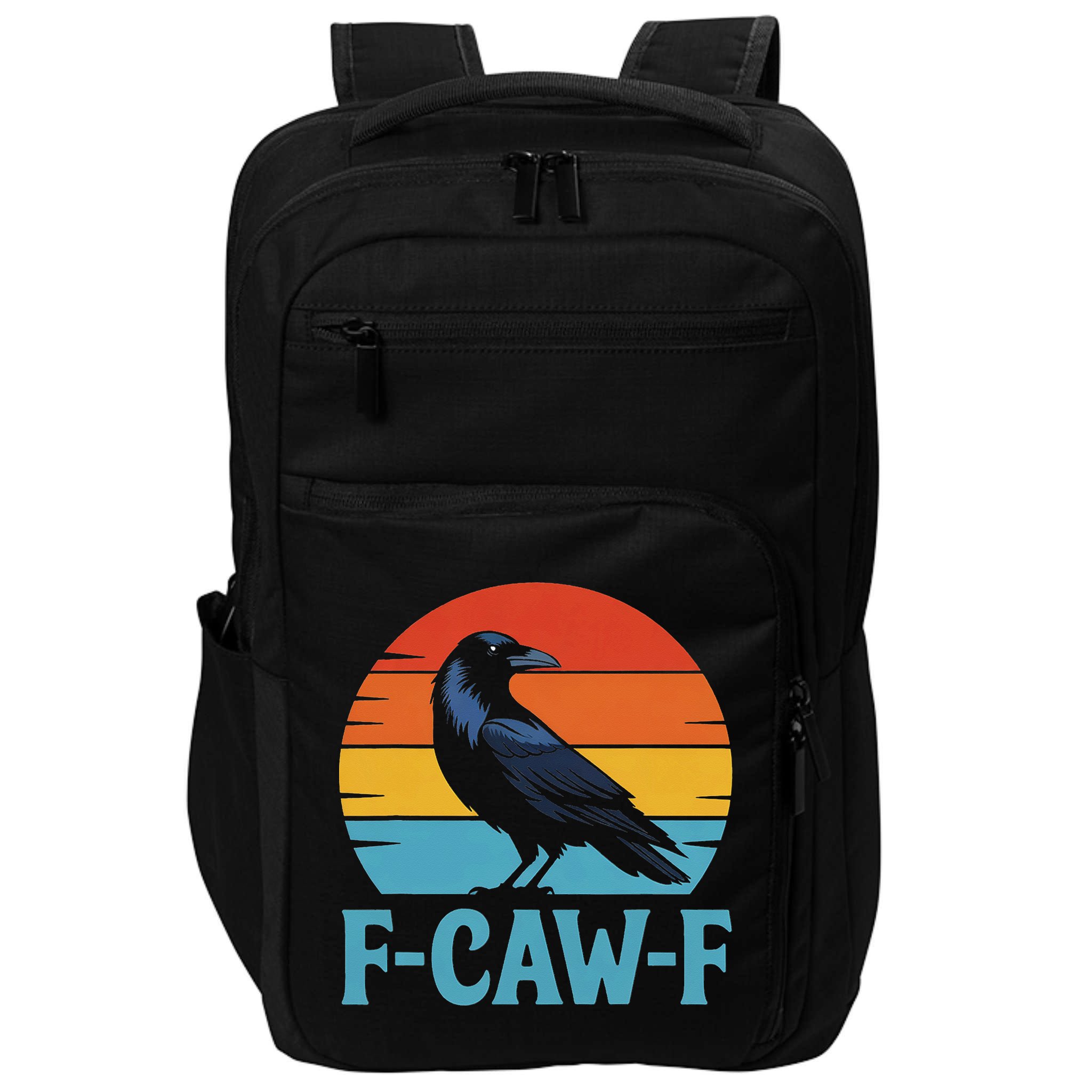 Retro F-Caw-F Black Bird Crow Funny Crow Lover Impact Tech Backpack