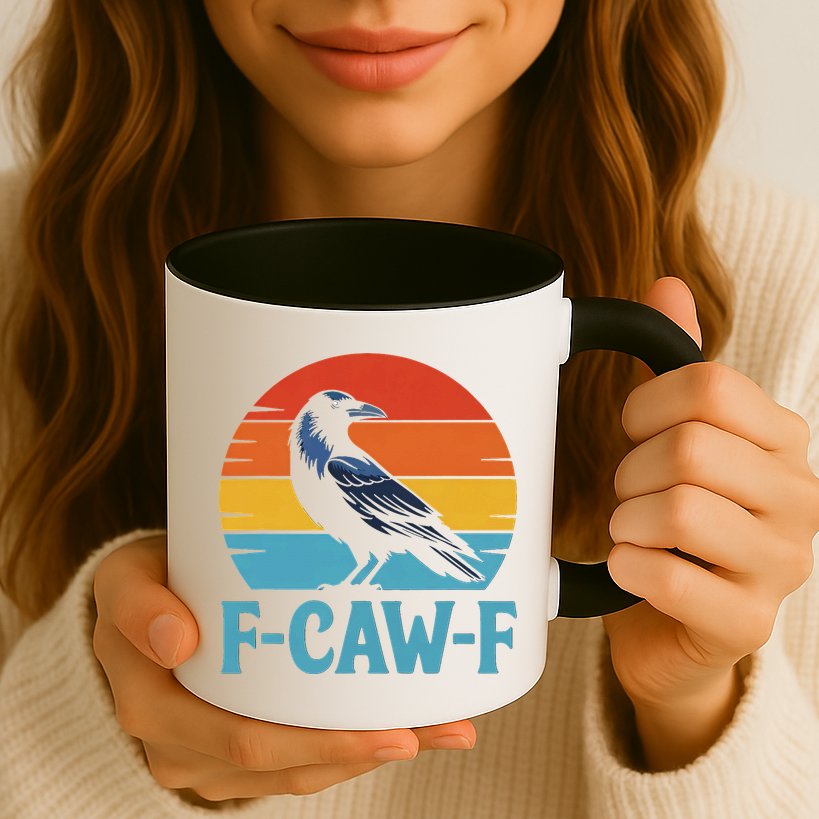 Retro F-Caw-F Black Bird Crow Funny Crow Lover Mug