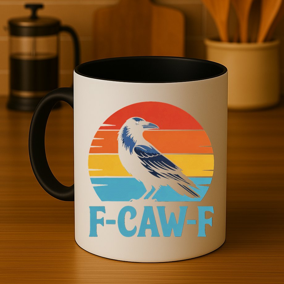 Retro F-Caw-F Black Bird Crow Funny Crow Lover Mug