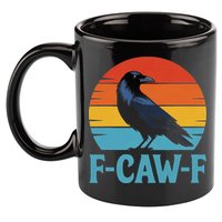 Retro F-Caw-F Black Bird Crow Funny Crow Lover 11oz C Handle Ceramic Mug