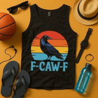 Retro F-Caw-F Black Bird Crow Funny Crow Lover Tank Top