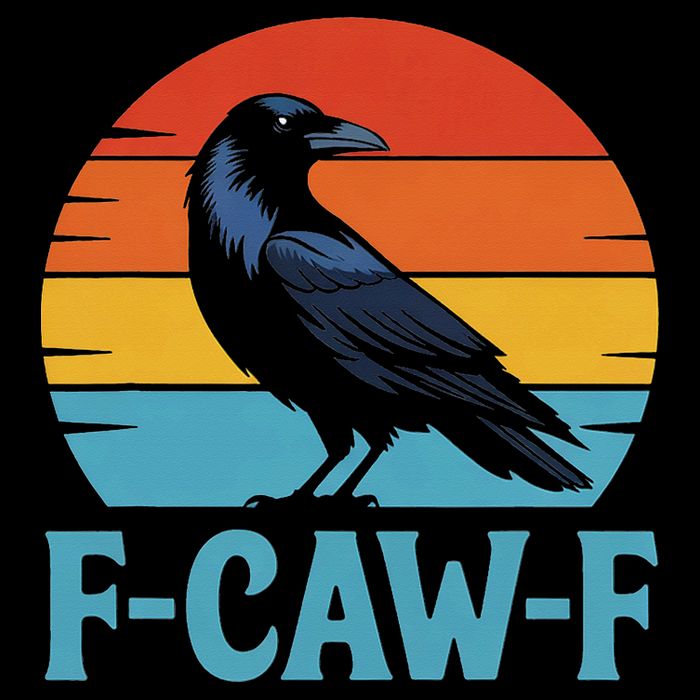 Retro F-Caw-F Black Bird Crow Funny Crow Lover Cropped Pullover Crew