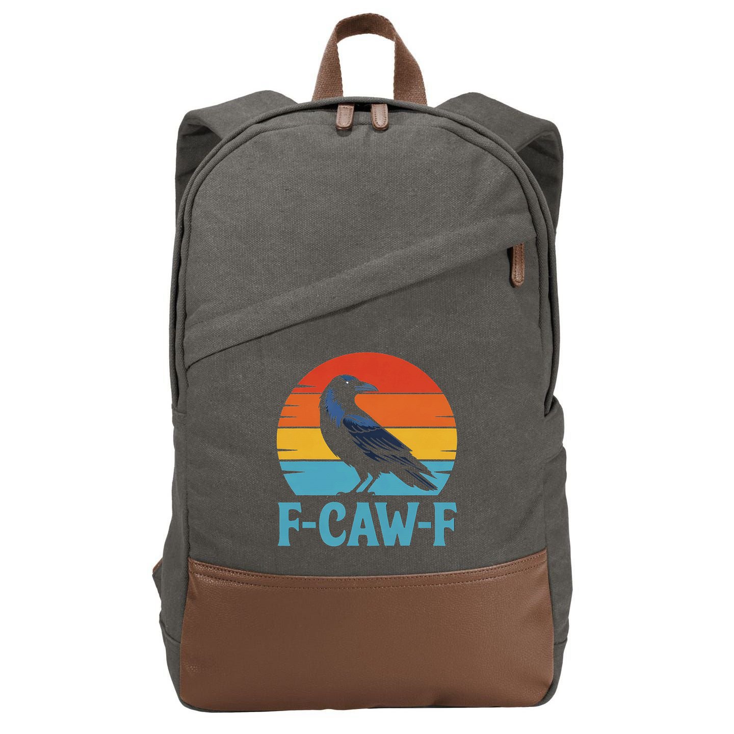 Retro F-Caw-F Black Bird Crow Funny Crow Lover Cotton Canvas Backpack