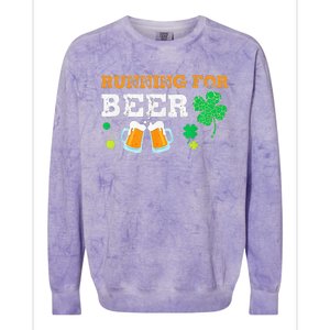 Running For Beer Funny St Patrick's Day Irish Colorblast Crewneck Sweatshirt