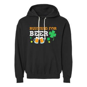 Running For Beer Funny St Patrick's Day Irish Garment-Dyed Fleece Hoodie