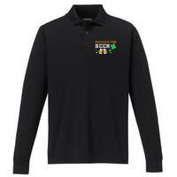 Running For Beer Funny St Patrick's Day Irish Performance Long Sleeve Polo