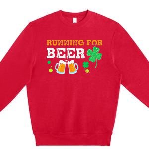 Running For Beer Funny St Patrick's Day Irish Premium Crewneck Sweatshirt