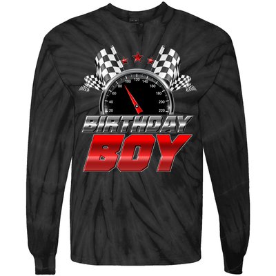 Racing Fan Birthday Boy Speedometer Tie-Dye Long Sleeve Shirt