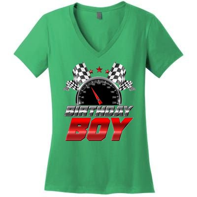 Racing Fan Birthday Boy Speedometer Women's V-Neck T-Shirt