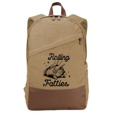 Rolling Fatties Cat Funny Cute Cat Lover Kitten Owner Kitty Cotton Canvas Backpack
