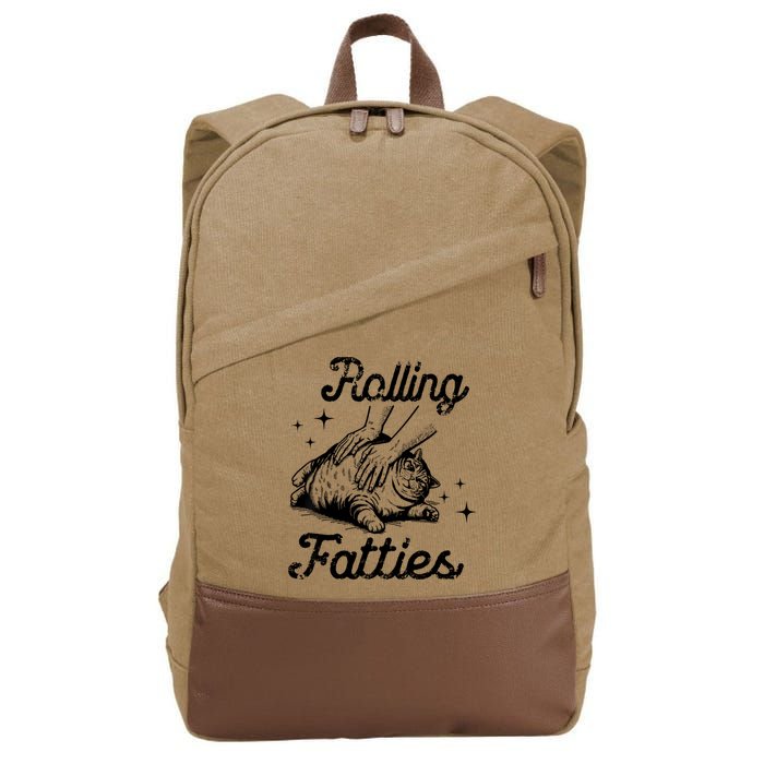 Rolling Fatties Cat Funny Cute Cat Lover Kitten Owner Kitty Cotton Canvas Backpack