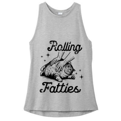 Rolling Fatties Cat Funny Cute Cat Lover Kitten Owner Kitty Ladies PosiCharge Tri-Blend Wicking Tank