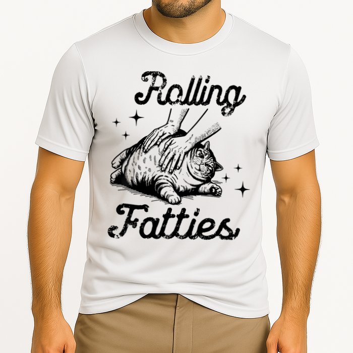 Rolling Fatties Cat Funny Cute Cat Lover Kitten Owner Kitty Cooling Performance Crew T-Shirt