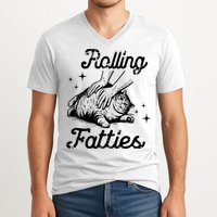 Rolling Fatties Cat Funny Cute Cat Lover Kitten Owner Kitty V-Neck T-Shirt