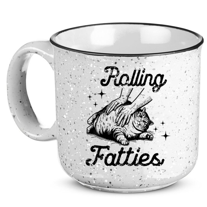 Rolling Fatties Cat Funny Cute Cat Lover Kitten Owner Kitty 15oz Campfire Ceramic Mug