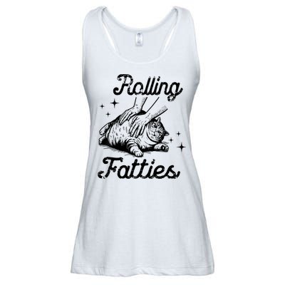 Rolling Fatties Cat Funny Cute Cat Lover Kitten Owner Kitty Ladies Essential Flowy Tank