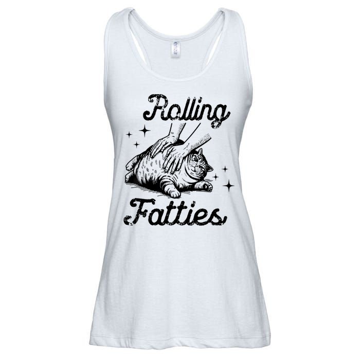 Rolling Fatties Cat Funny Cute Cat Lover Kitten Owner Kitty Ladies Essential Flowy Tank