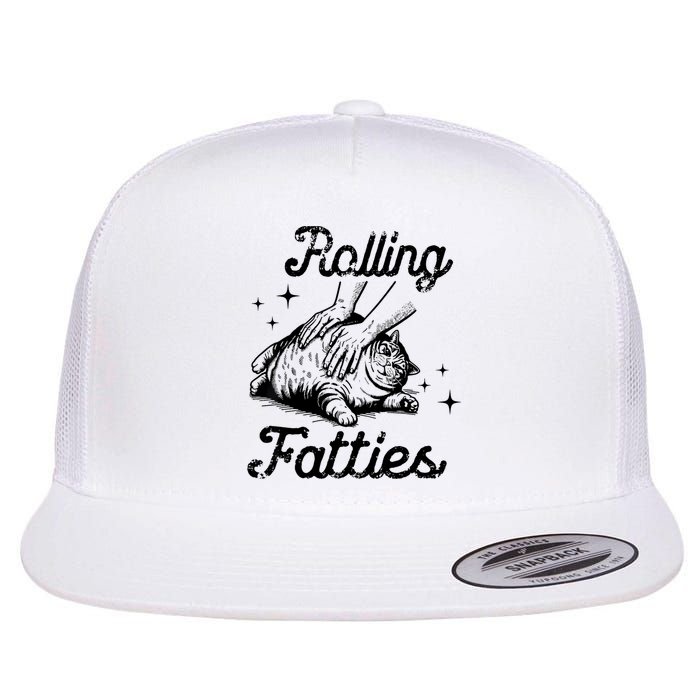 Rolling Fatties Cat Funny Cute Cat Lover Kitten Owner Kitty Flat Bill Trucker Hat