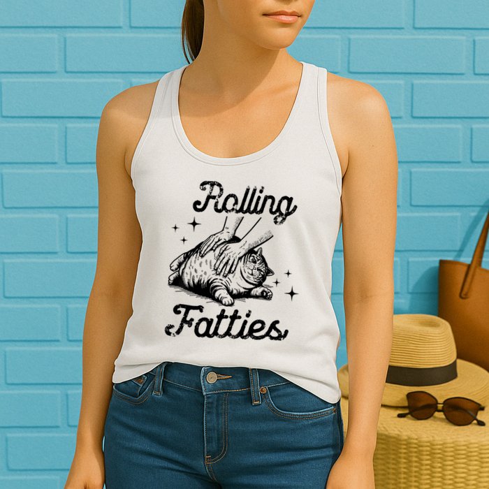 Rolling Fatties Cat Funny Cute Cat Lover Kitten Owner Kitty Womens Tank Top