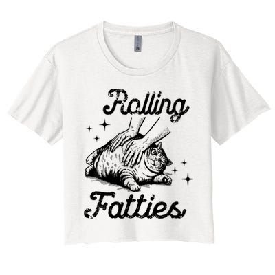 Rolling Fatties Cat Funny Cute Cat Lover Kitten Owner Kitty Women's Crop Top Tee