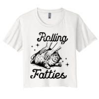 Rolling Fatties Cat Funny Cute Cat Lover Kitten Owner Kitty Women's Crop Top Tee