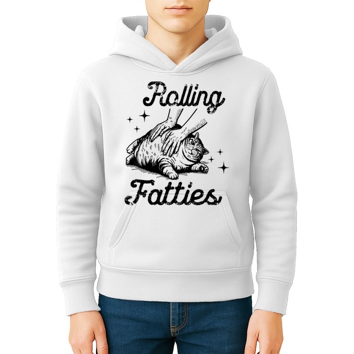 Rolling Fatties Cat Funny Cute Cat Lover Kitten Owner Kitty Kids Hoodie