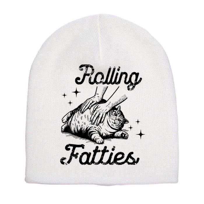 Rolling Fatties Cat Funny Cute Cat Lover Kitten Owner Kitty Short Acrylic Beanie