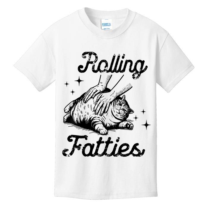 Rolling Fatties Cat Funny Cute Cat Lover Kitten Owner Kitty Kids T-Shirt