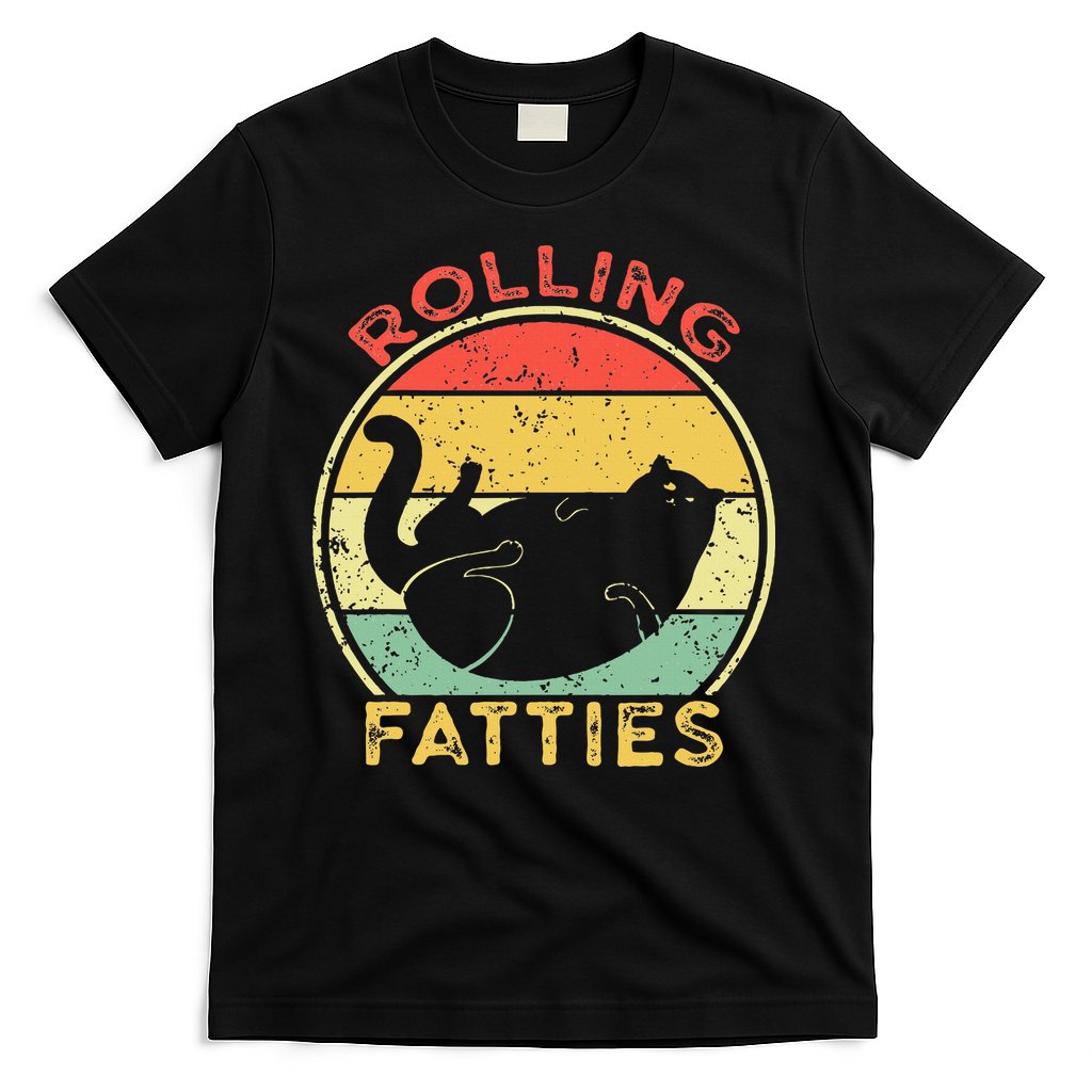 Rolling Fatties Cat Retro Vintage Funny Fat Kitten Saying T-Shirt