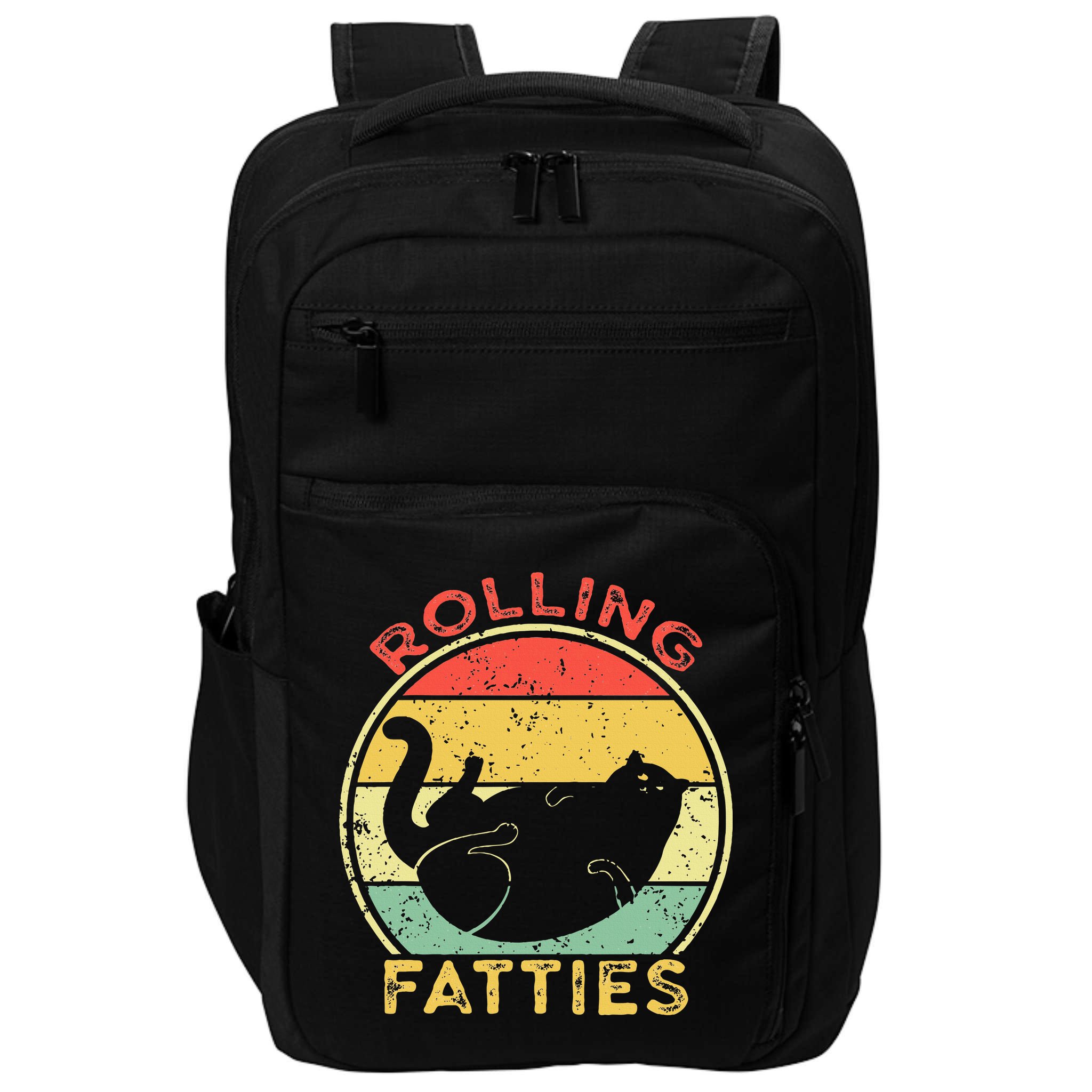 Rolling Fatties Cat Retro Vintage Funny Fat Kitten Saying Impact Tech Backpack