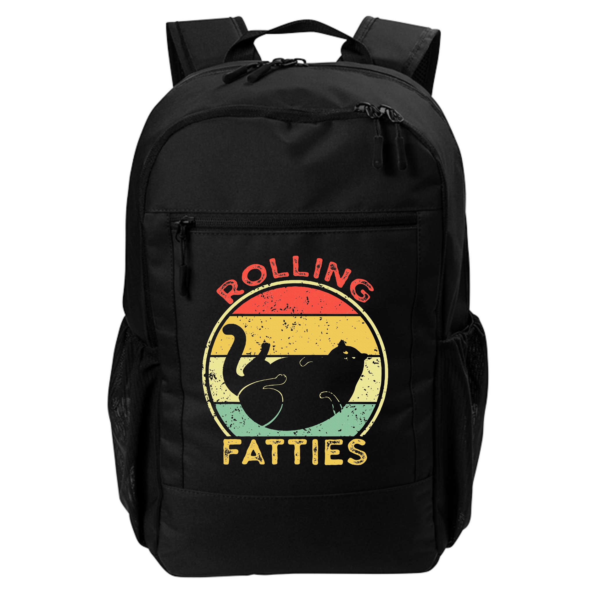 Rolling Fatties Cat Retro Vintage Funny Fat Kitten Saying Backpack