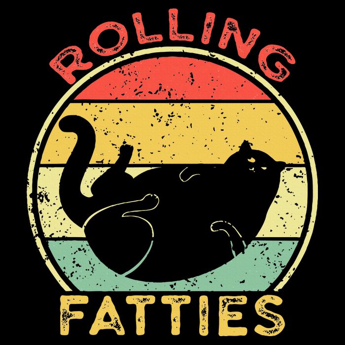 Rolling Fatties Cat Retro Vintage Funny Fat Kitten Saying Bucket Hat