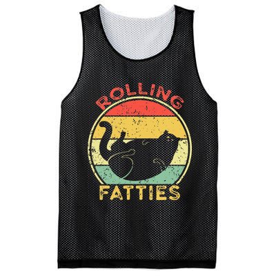 Rolling Fatties Cat Retro Vintage Funny Fat Kitten Saying Mesh Reversible Basketball Jersey Tank