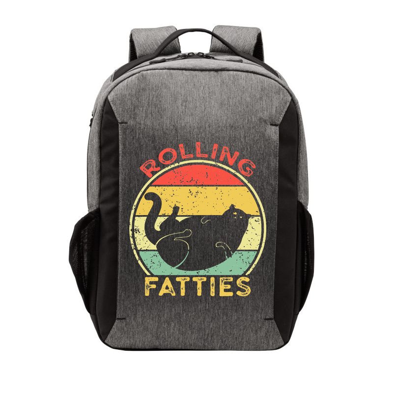 Rolling Fatties Cat Retro Vintage Funny Fat Kitten Saying Vector Backpack