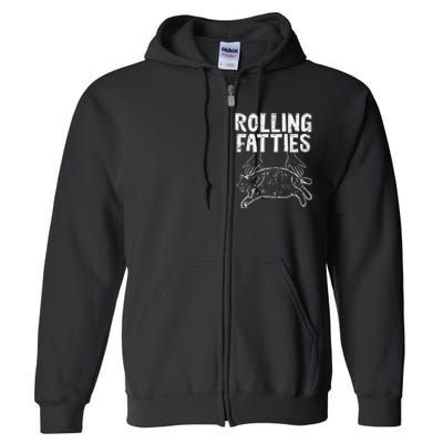 Rolling Fatties Cat Funny Fat Kitten Full Zip Hoodie