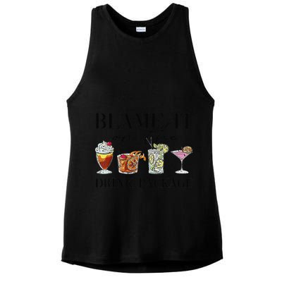 Retro Funny Cruise Blame It On The Drink Package Party Ladies PosiCharge Tri-Blend Wicking Tank