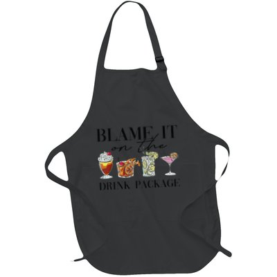 Retro Funny Cruise Blame It On The Drink Package Party Full-Length Apron With Pockets